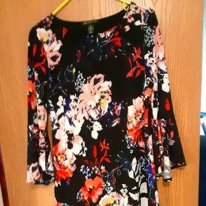 INC Black Flower Dress SZ P/L